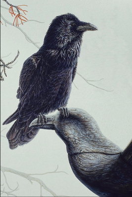Ворона на ветке дерева в виде птицы