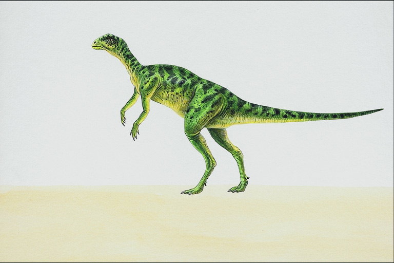 Динозавр ярко-салатового цвета
