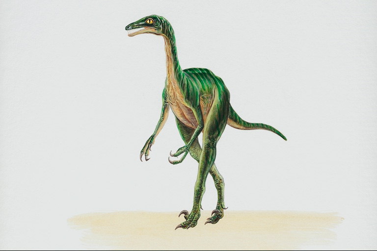 Динозавр с большими светло-желтыми глазами