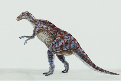 Динозавр в голубом и бордовом тоне
