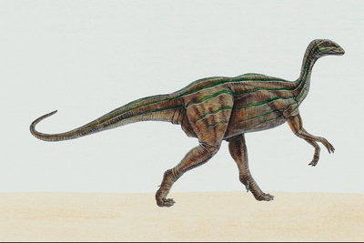 Динозавр в темно-зеленую полоску