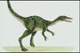 Динозавр в темно-зеленых рисунках полосок с длинными когтями на лапах