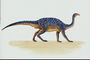 Динозавр с темно-синей спиной в фиолетовых пятнах