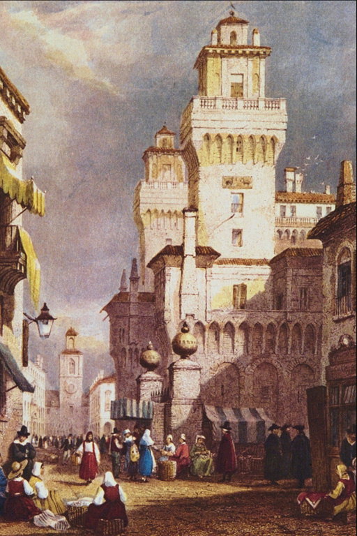Пазар близо до стените на града огън кула