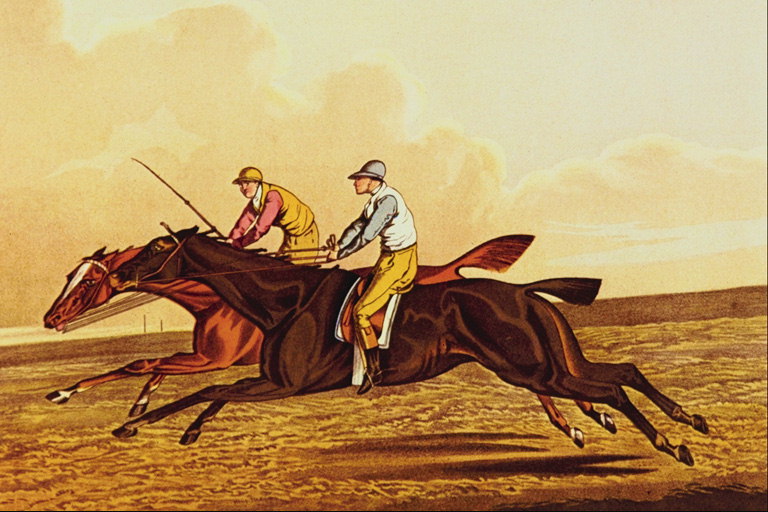 Horsemen konkurrere i hastighet stasjon