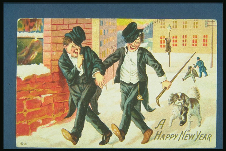 Due uomini celebrare l\'Anno Nuovo