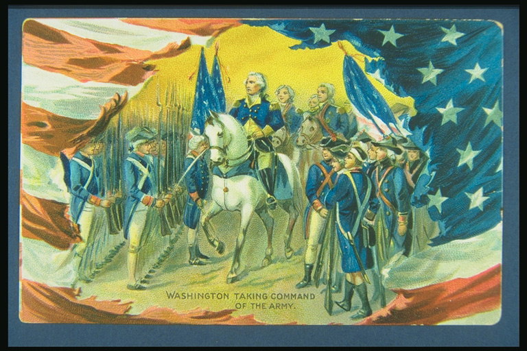 الرئيس الأمريكي واشنطن بقيادة جيشه