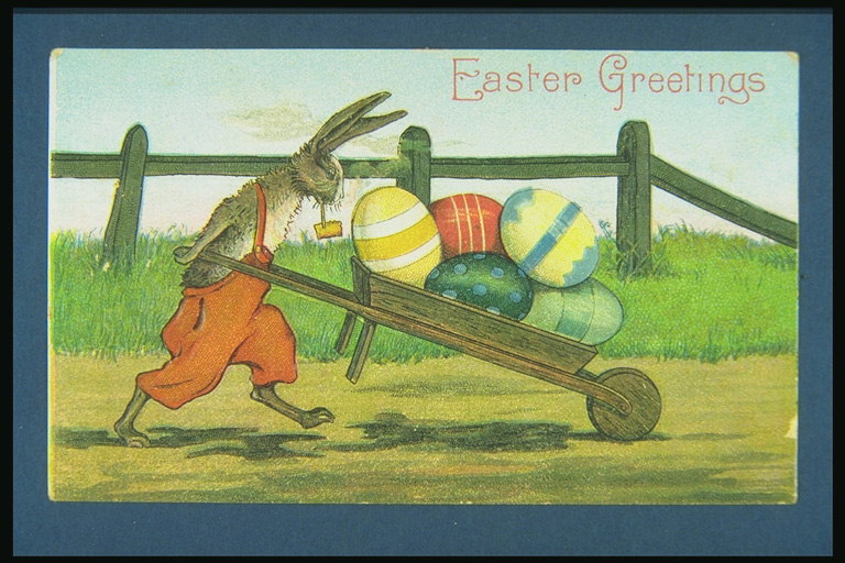 Rabbit Beförderung mit bunten Eiern