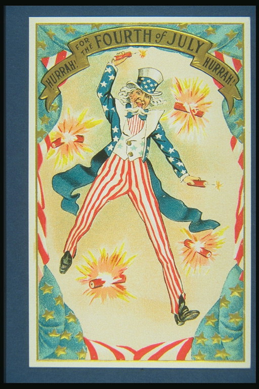 Καρτ ποστάλ που απεικονίζει έναν άνθρωπο με τα φώτα