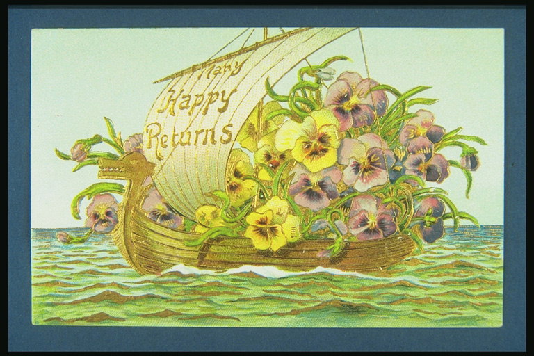סירה עם צבעים violets