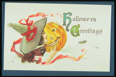 Cadı ve balkabağı. Halloween selamlar