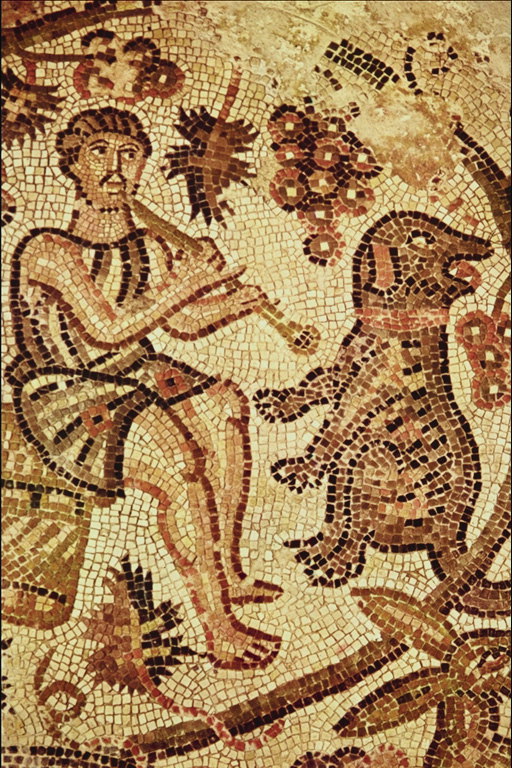 Njeriu dhe qen. Mozaiku