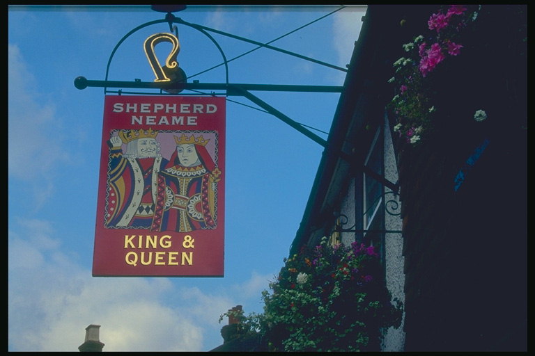 Signs, o Rei e Rainha bar com imagens de governantes