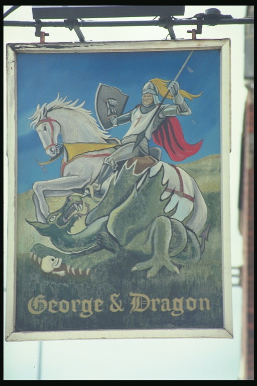 Dragon na nogama od jahač. George i Dragon