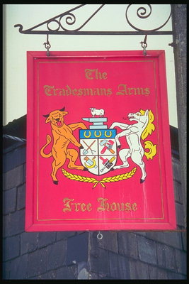 Drawings of a bull, horse and sheep at the pub sign