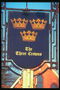 Signboard pub. Three crowns. Drawing upon a dark purple background