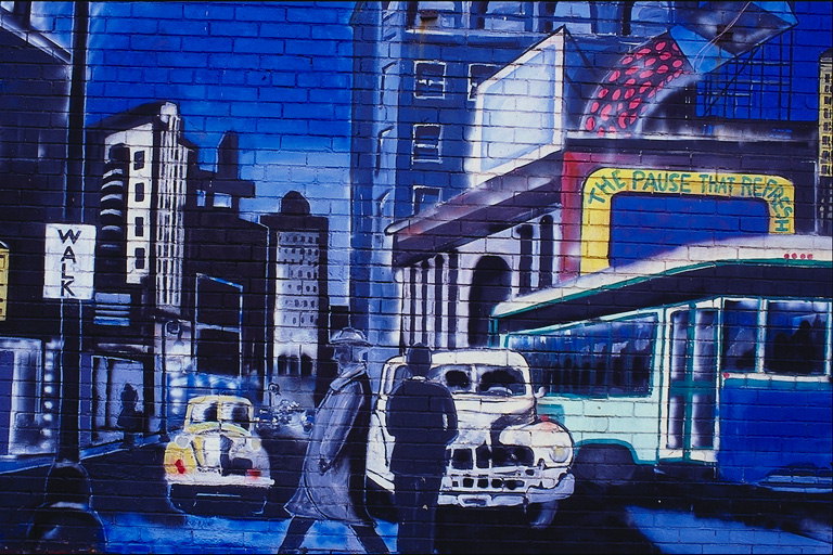 Картина с изображением американской улицы