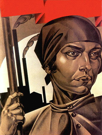 Portrett av kvinne mot bakteppet av rør fabrikk