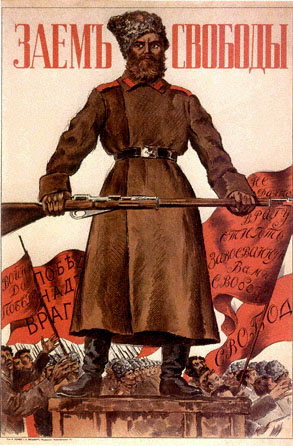 Freedom. Poster showing a man in the overcoat