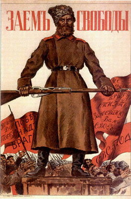 Svoboda. Plakát znázorňující muže v zimník