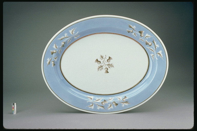 Plate oval. Blue anel