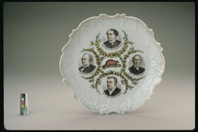 Plate with portraits of men