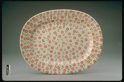 Plate oval kecil di bunga pink