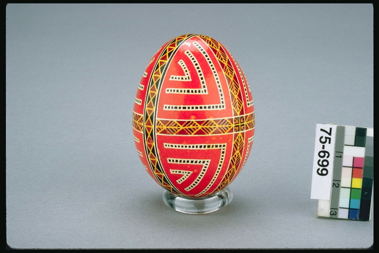 Red skorupkach jaj w czarno-białe opaski