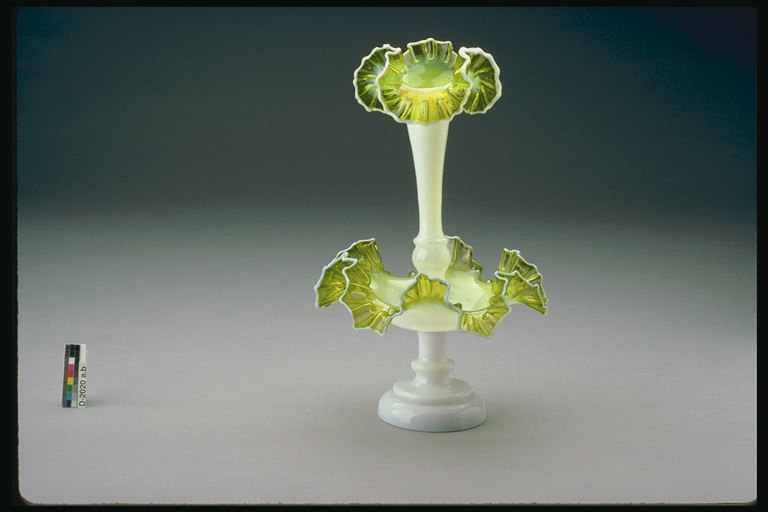 Vase quăn với một màu xanh lá cây-edged