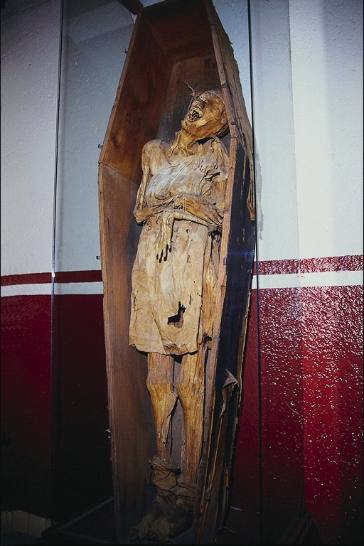 Human remains of a coffin in