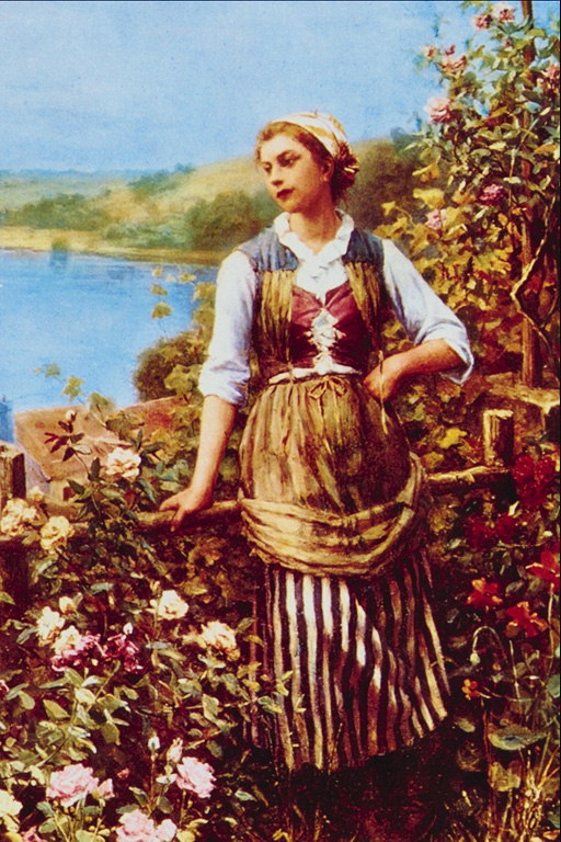 En ung pige blandt de roser