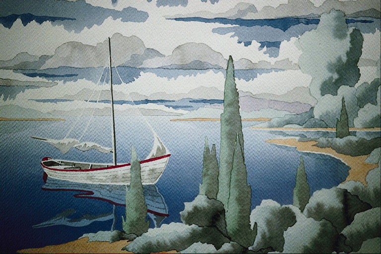 Laivu pie krastu uz jūru