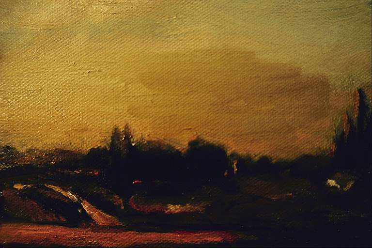 Painting with oil. Evening time to