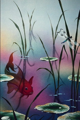 Peshk i kuq në një pellg. Dragonfly