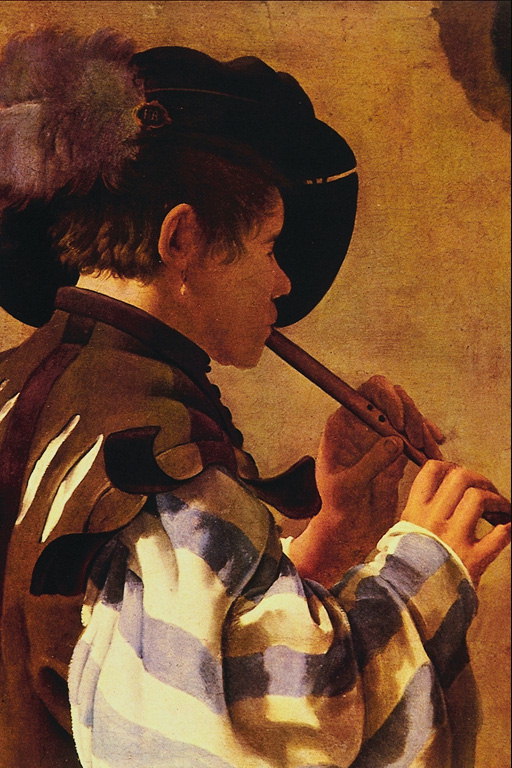 Egy fiatal férfi játszanak cső