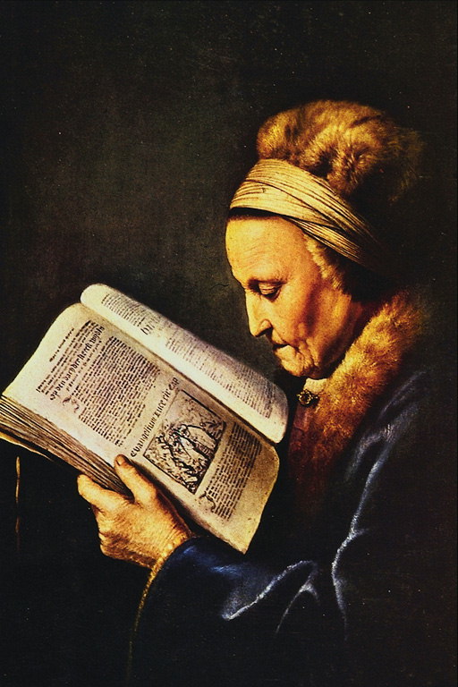 Zonjë e vjetër në një libër