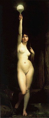 Nude girl with a mera