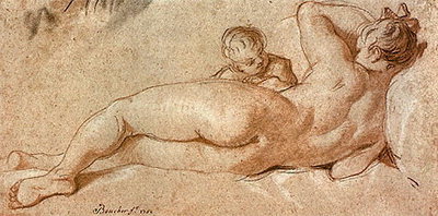 A mulher na cama com uma criança