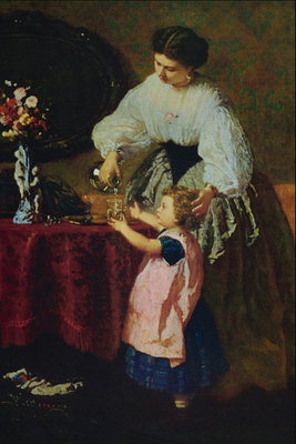 Mãe e filha na mesa