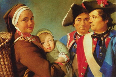 Žena s djetetom i časnici