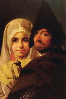Dievča a muž s mečom