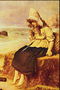 Unha rapaza sentada na costa
