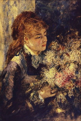 Një vajzë dhe një tufë lulesh