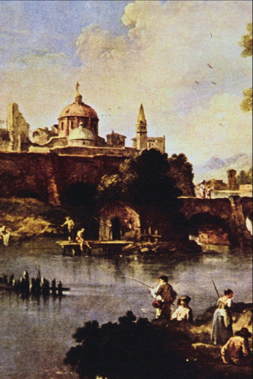 Fishing near the walls of the city