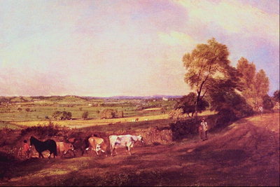 Shepherd, cows, horses