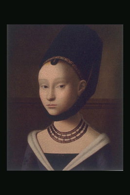 濃い色の帽子の少女の肖像