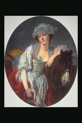 Uma jovem mulher perto de um cavalo
