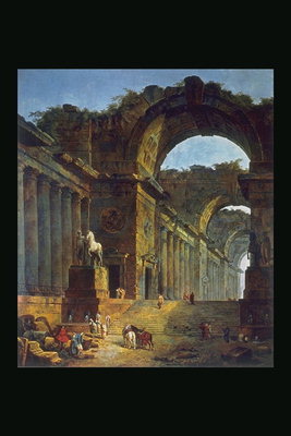 Theo arches của ruins của thành phố