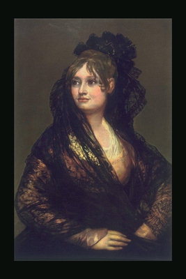 Woman in black shawls