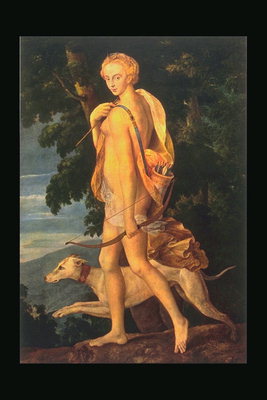 Un home amb un arc i un gos